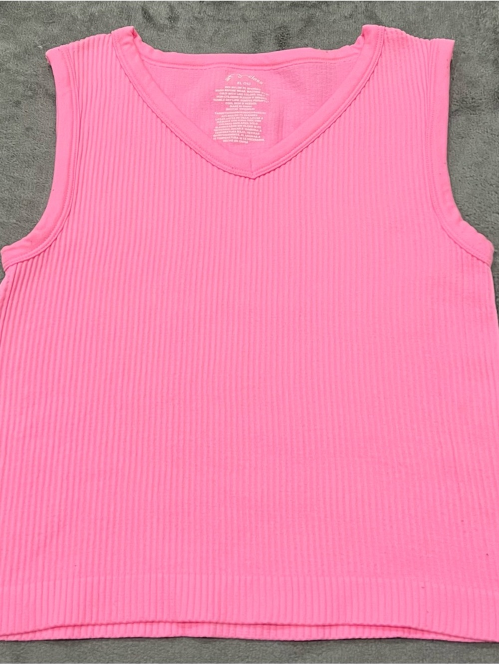 art class Neon Pink Ribbed V-Neck Tank Top XL